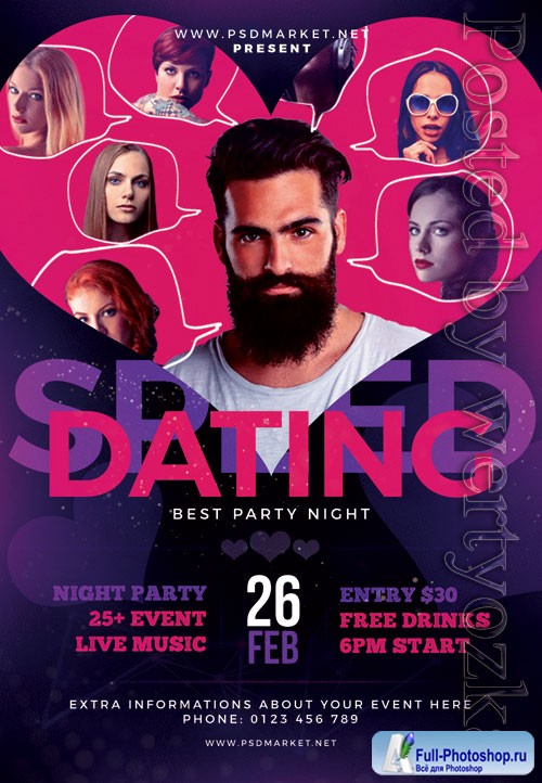 Speed dating party - Premium flyer psd template