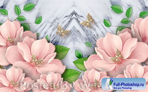 3D models european beautiful and elegant pearl flower stereo tv 