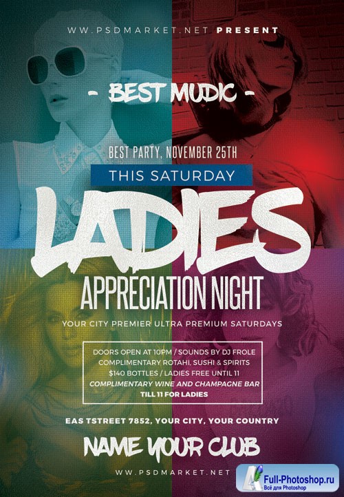 Ladies appreciation night - Premium flyer psd template