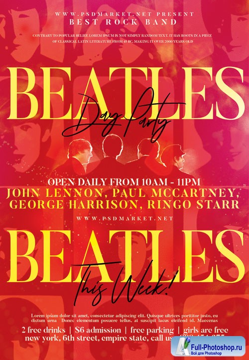 Beatles event party - Premium flyer psd template