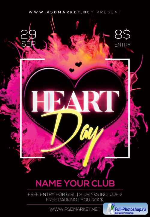 Heart day - Premium flyer psd template
