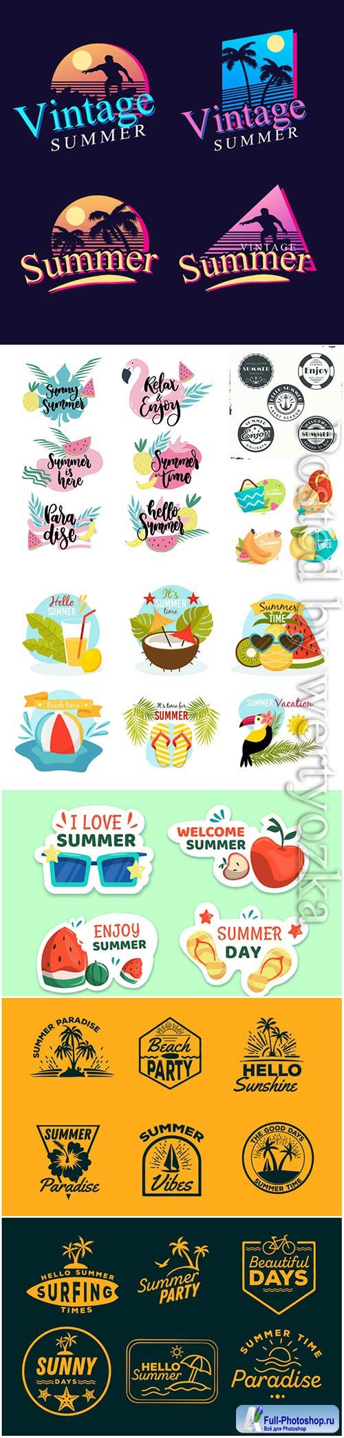 Summer labels vector collection # 13