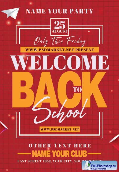 Welcome back to school event - Premium flyer psd template