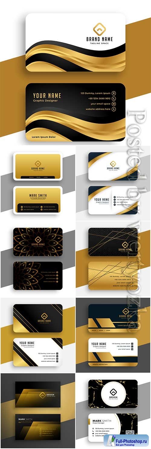 Luxury black business vector card with golden decoration