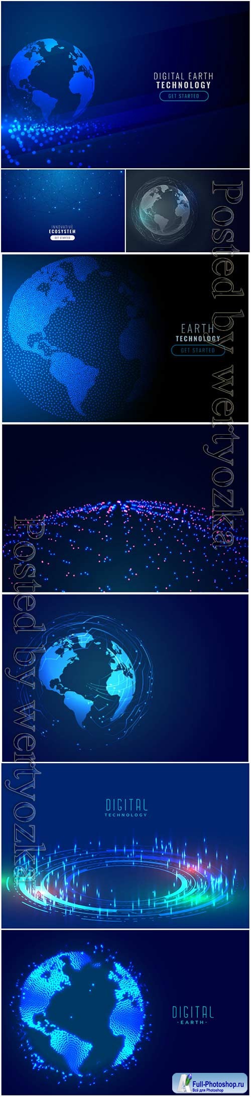 Glowing earth planet vector background