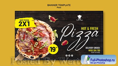 Pizza restaurant banner template with photo