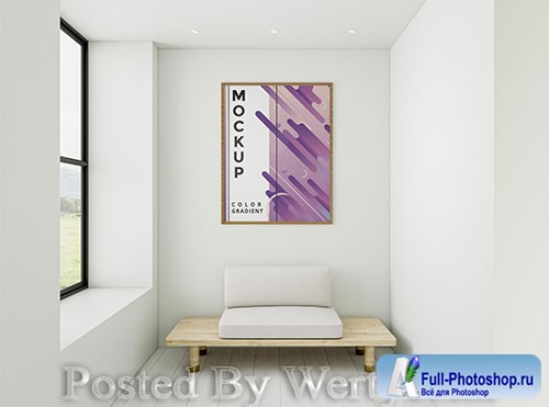 Front view minimalist home arrangement with frame mock-up