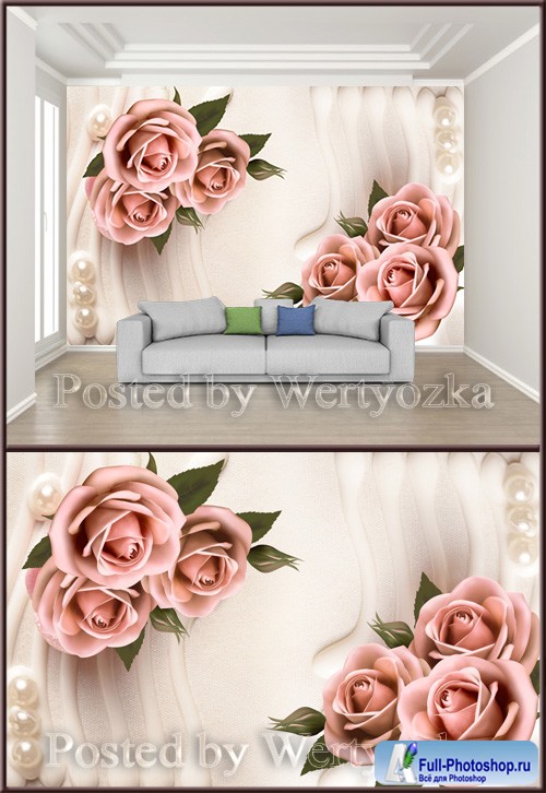 3D psd background wall modern minimalist pearl pink rose