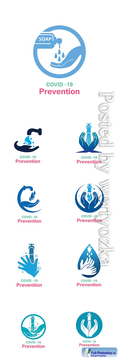 Washing your hands prevention methods Covid-19, virus corona template vector