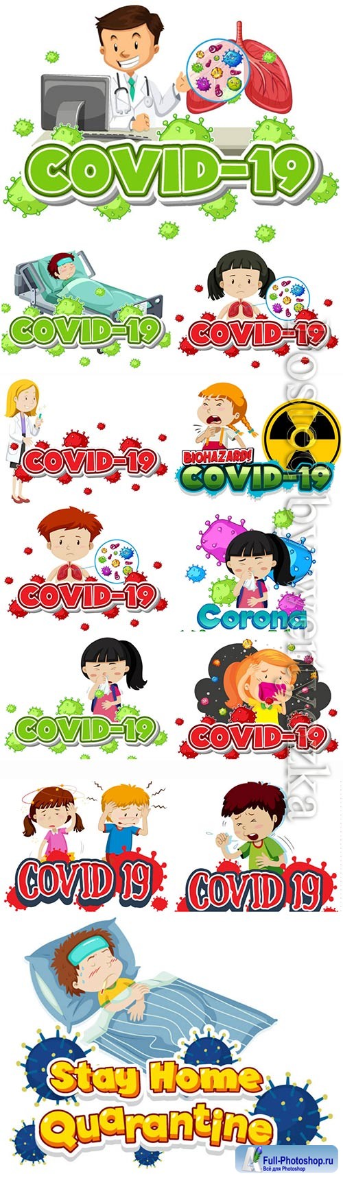 COVID 19, Coranavirus vector illustration sets # 18