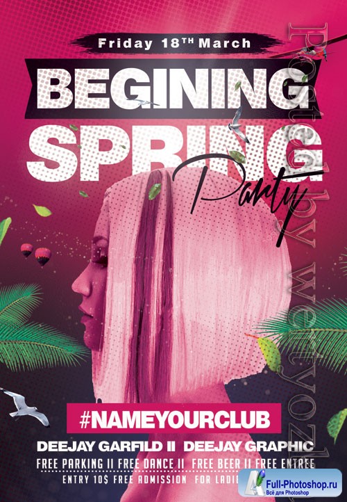 Begining spring party - Premium flyer psd template