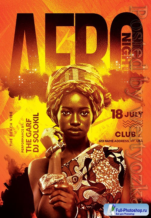 Afro night - Premium flyer psd template