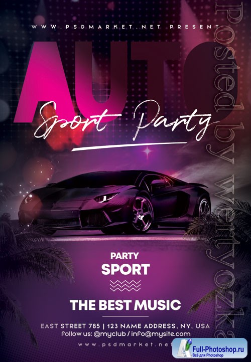 Auto sport party - Premium flyer psd template