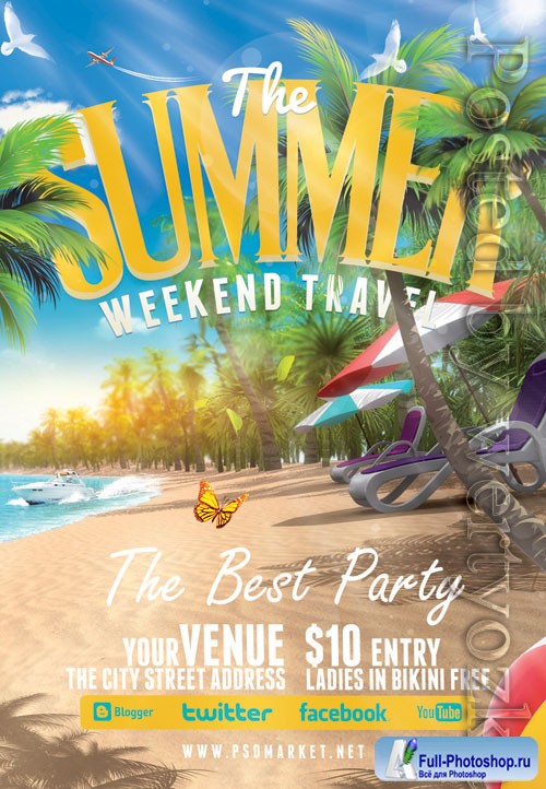 Summer weekend travel - Premium flyer psd template