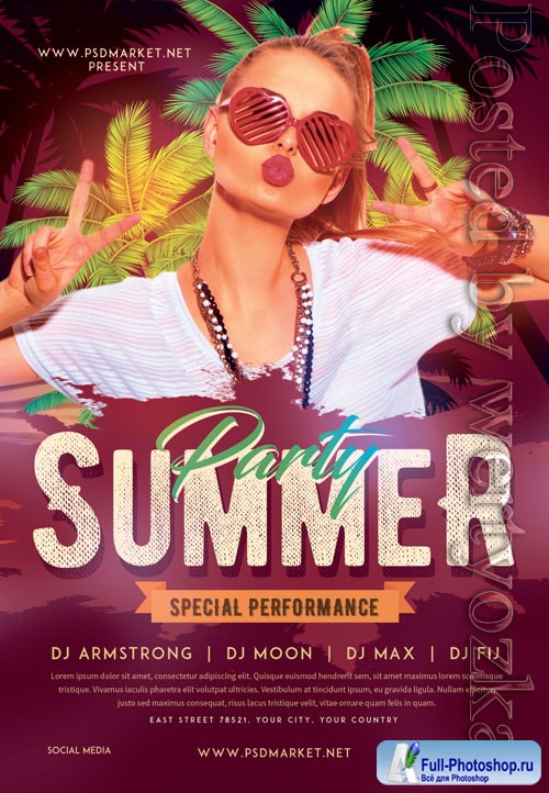 Summer party event - Premium flyer psd template