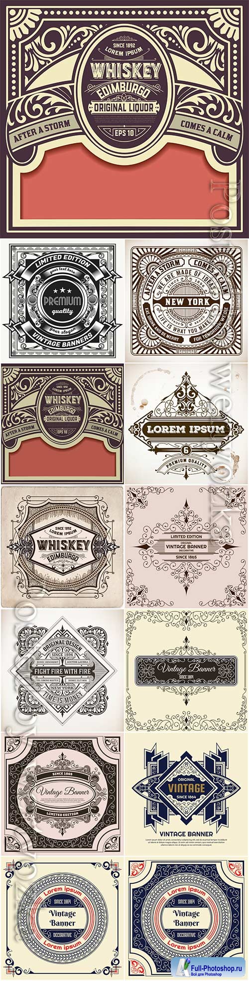 Labels in vintage style, vector elements