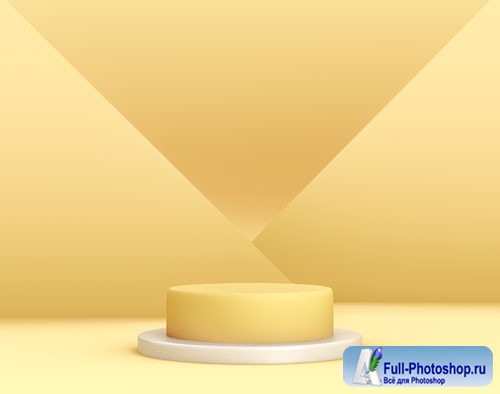 3d geometric yellow podium for product placement with crossed planes