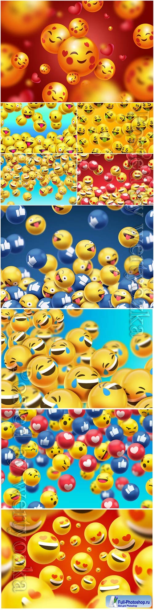 Emojis background realistic vector design