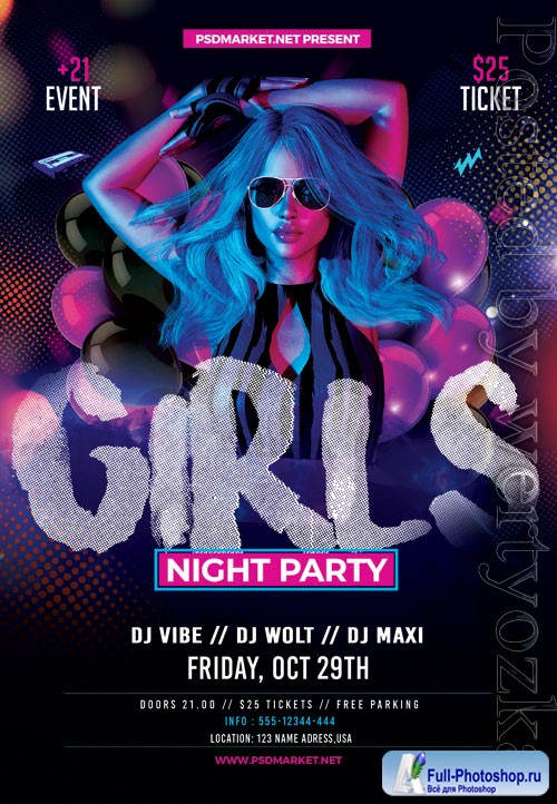 Girls night party - Premium flyer psd template