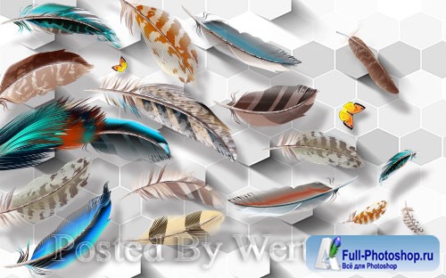 3D models modern minimalist stereo color feather tv background wall