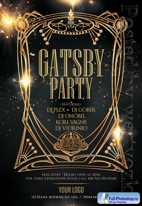 Gatsby party event - Premium flyer psd template