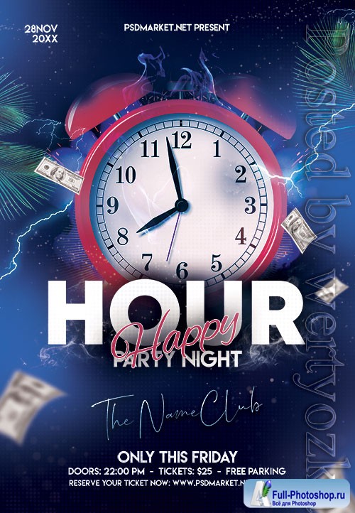 Happy hour party night - Premium flyer psd template