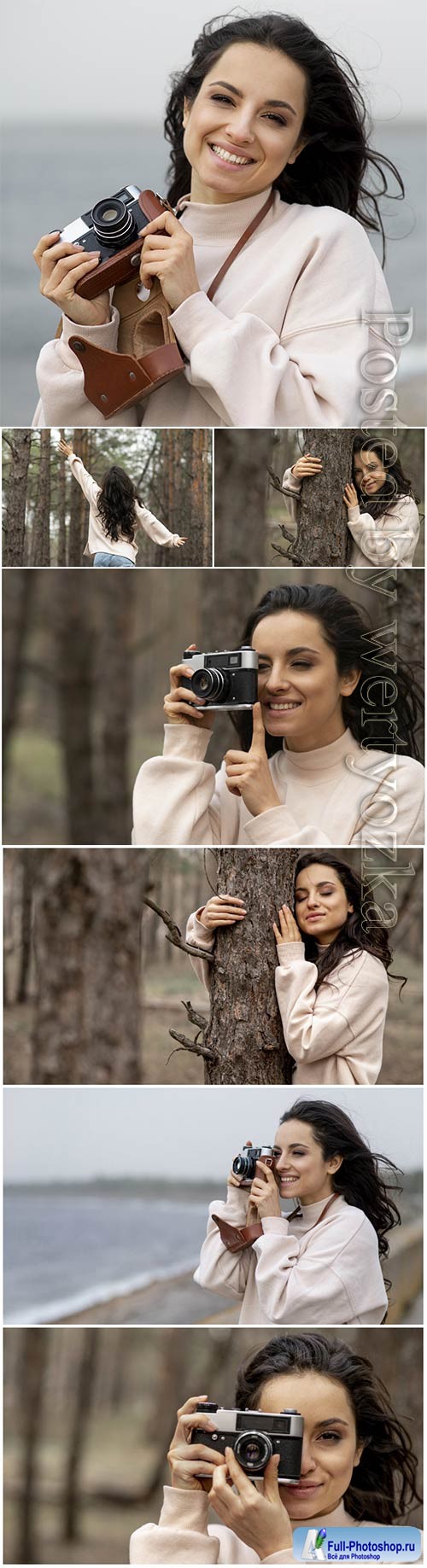 Smiley woman with camera