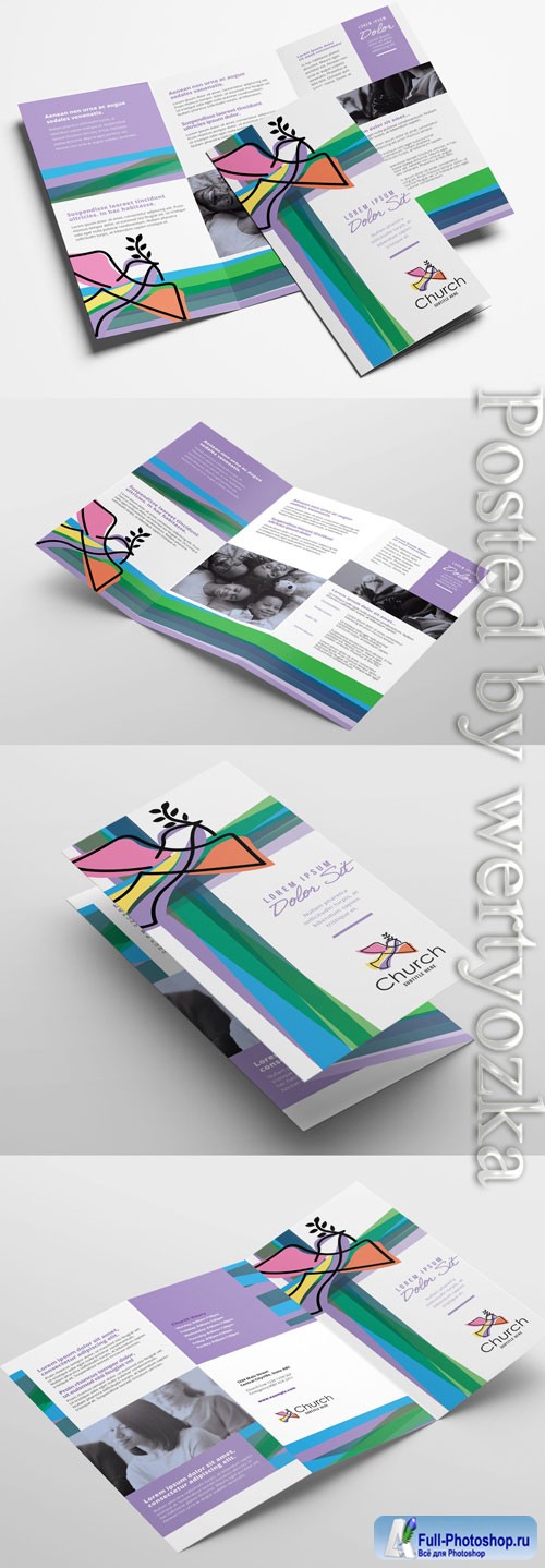 Modern Church Trifold Brochure Layout