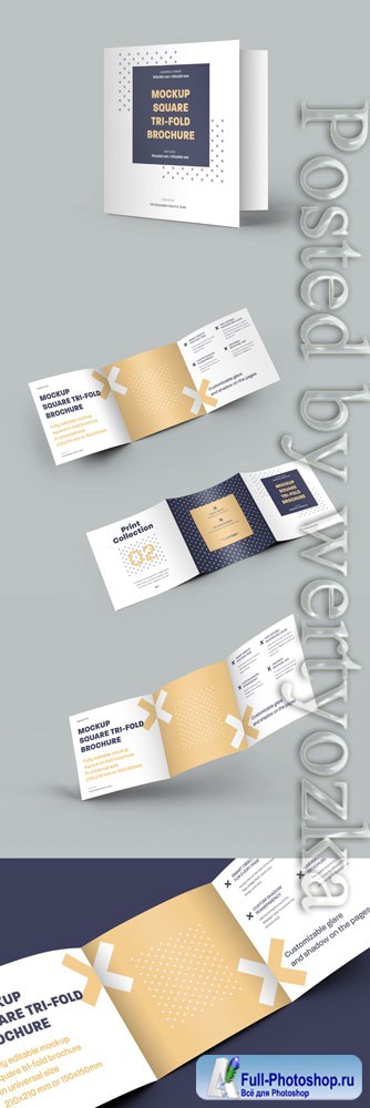 5 Square Trifold Brochure Mockups 322833912