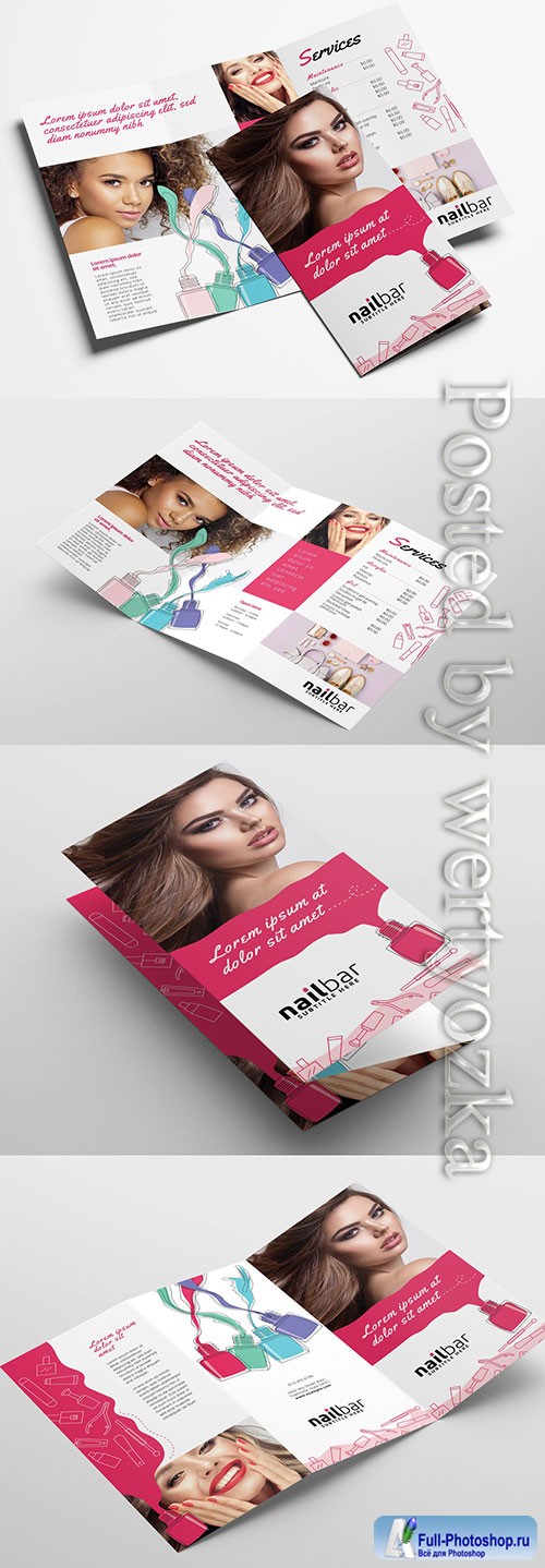 Nail Bar Trifold Brochure Layout