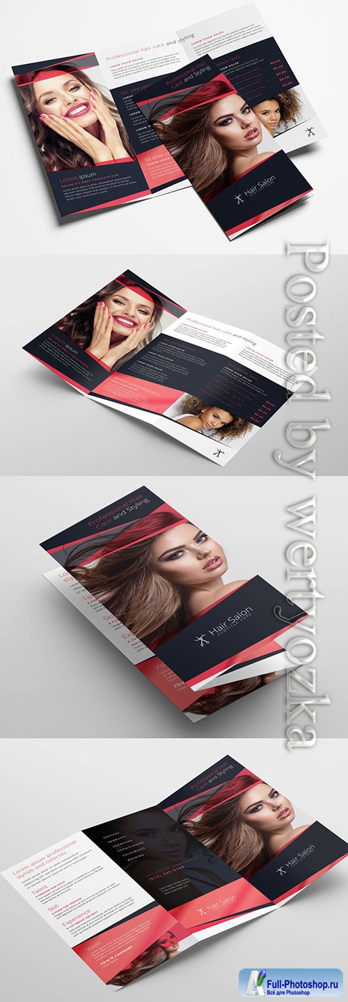 Trifold Brochure Layout for Beauty Businesses