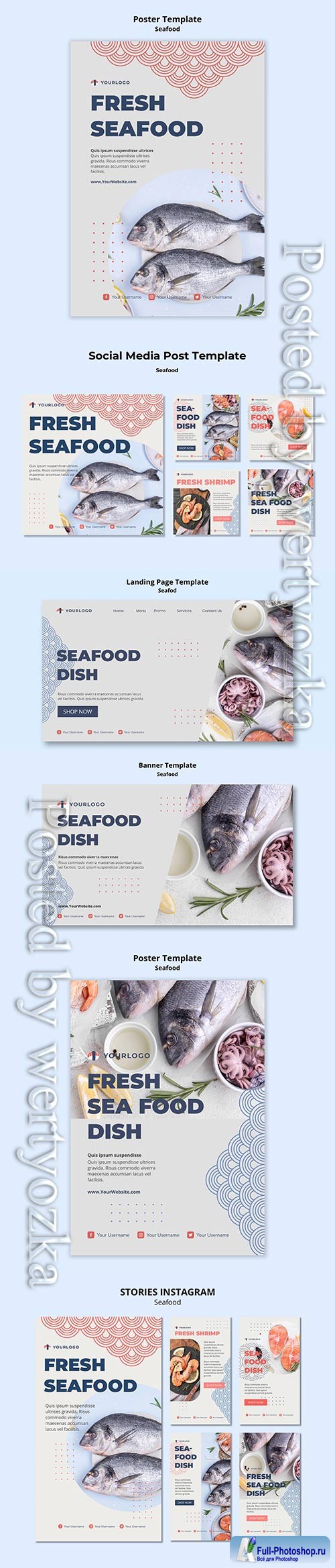 Seafood concept social media post template