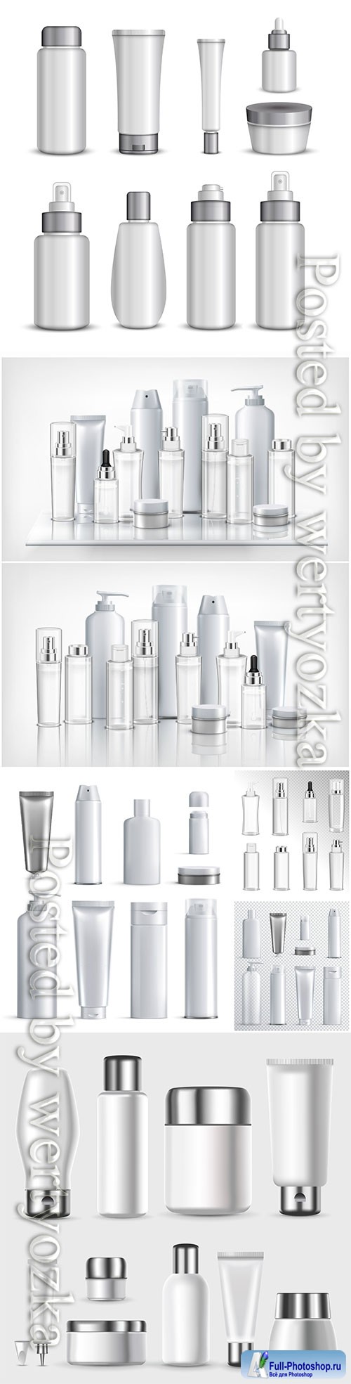 Set of cosmetics plastic bottles