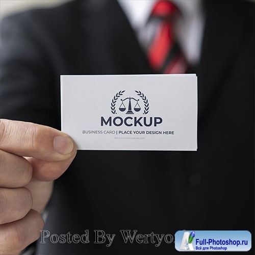 Close-up businessman holding business card mock-up