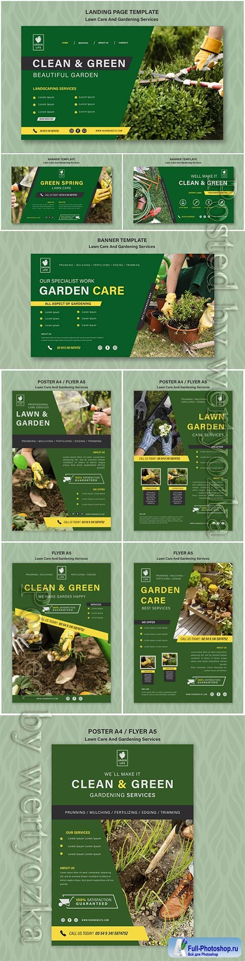 Lawn care concept banner template