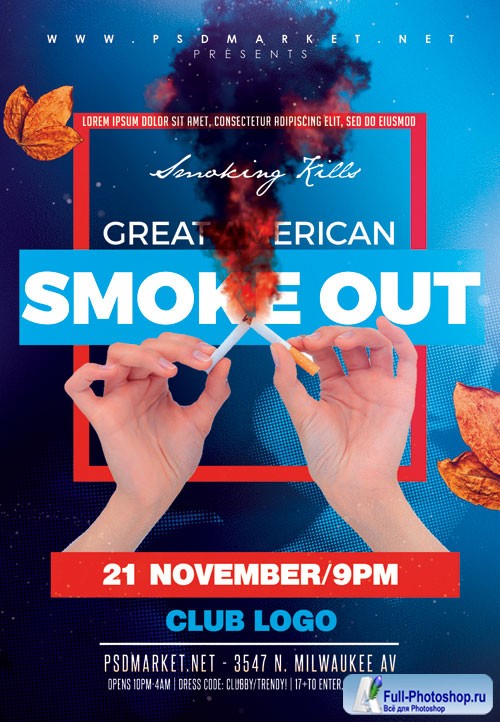 Great american smoke out - Premium flyer psd template