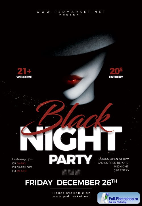 Black night party event - Premium flyer psd template
