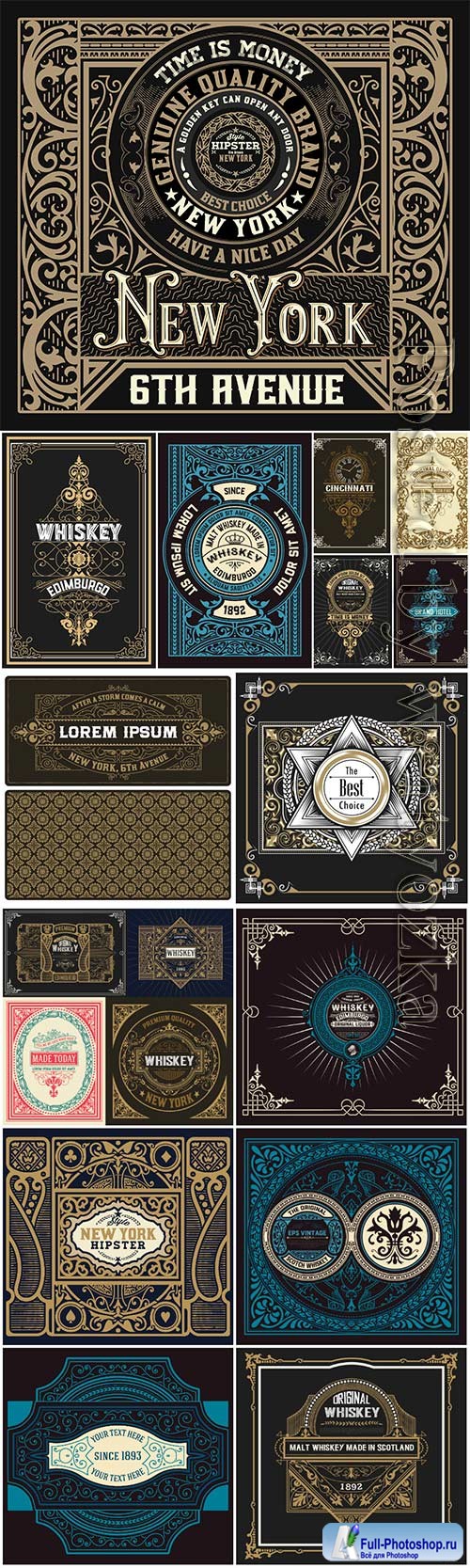 Vintage labels in vector, ornaments and logos