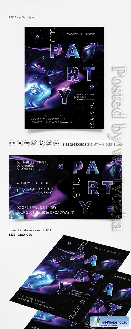 Party flyer templates in psd + ai + eps
