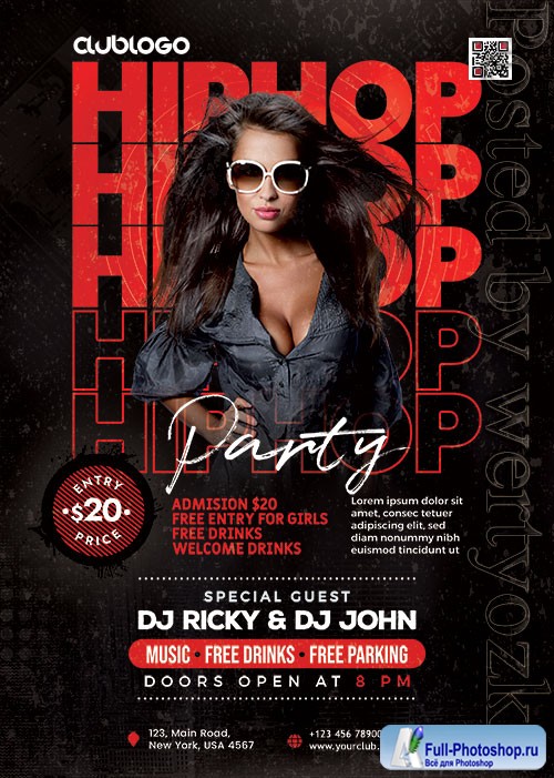 Hip Hop Music Party Flyer PSD Template