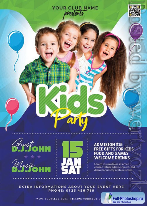 Amazing Kids Party Flyer PSD Template