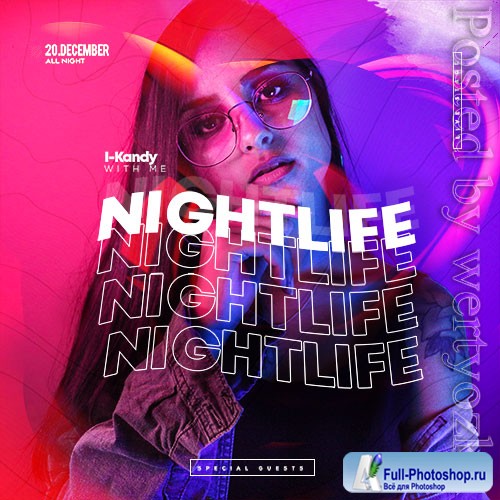 Nightlife Club Party PSD Flyer Template