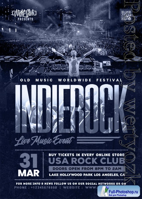 Indie Rock Live Music Event PSD Flyer Template