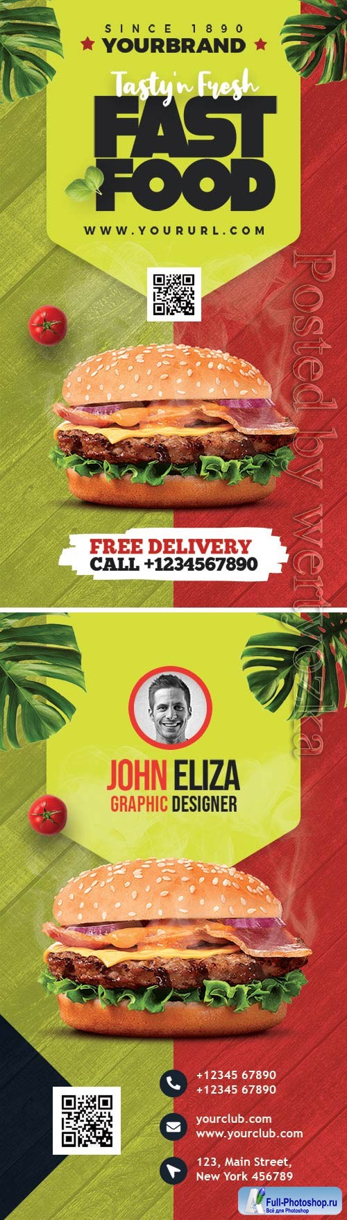 Restaurant Designer Business Card PSD Template