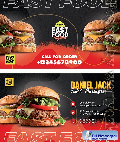Restaurant Fast Food Business Card PSD