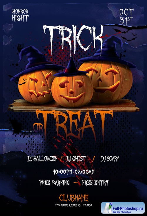 Trick or Treat Halloween Flyer Template PSD