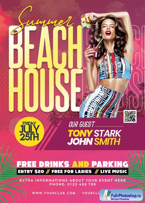 Summer Beach House Party Flyer PSD