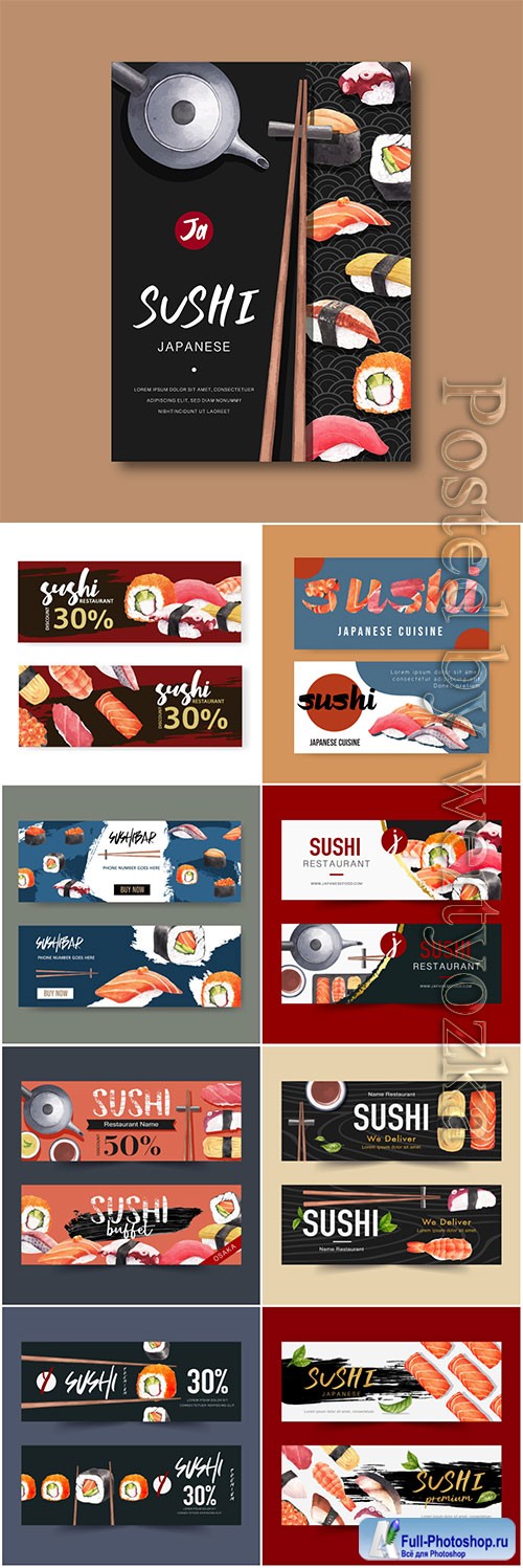 Sushi restaurant vector banner