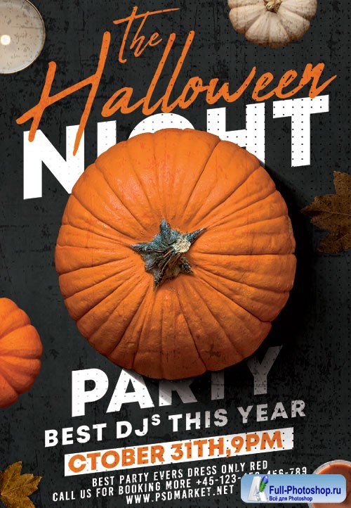 Halloween night flyer psd