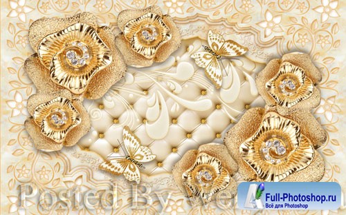 3D psd models european society jewelry flower soft bag wall